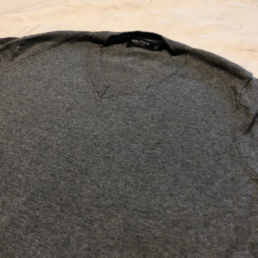 Náutica V Neck mens Sweater heather grey